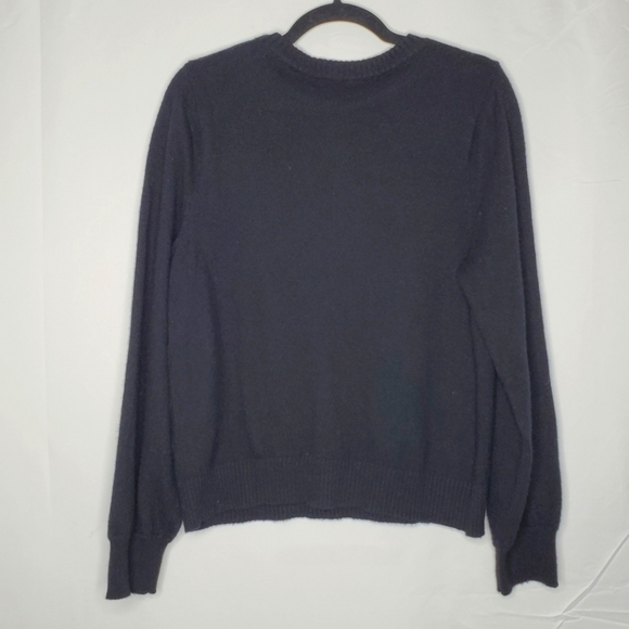 J. Crew Lamb's Wool Blend Crewneck Sweater Size L Jeweled Shoulder Buttons - Picture 5 of 13